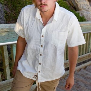 Mens Hemp Short Sleeve Button Up